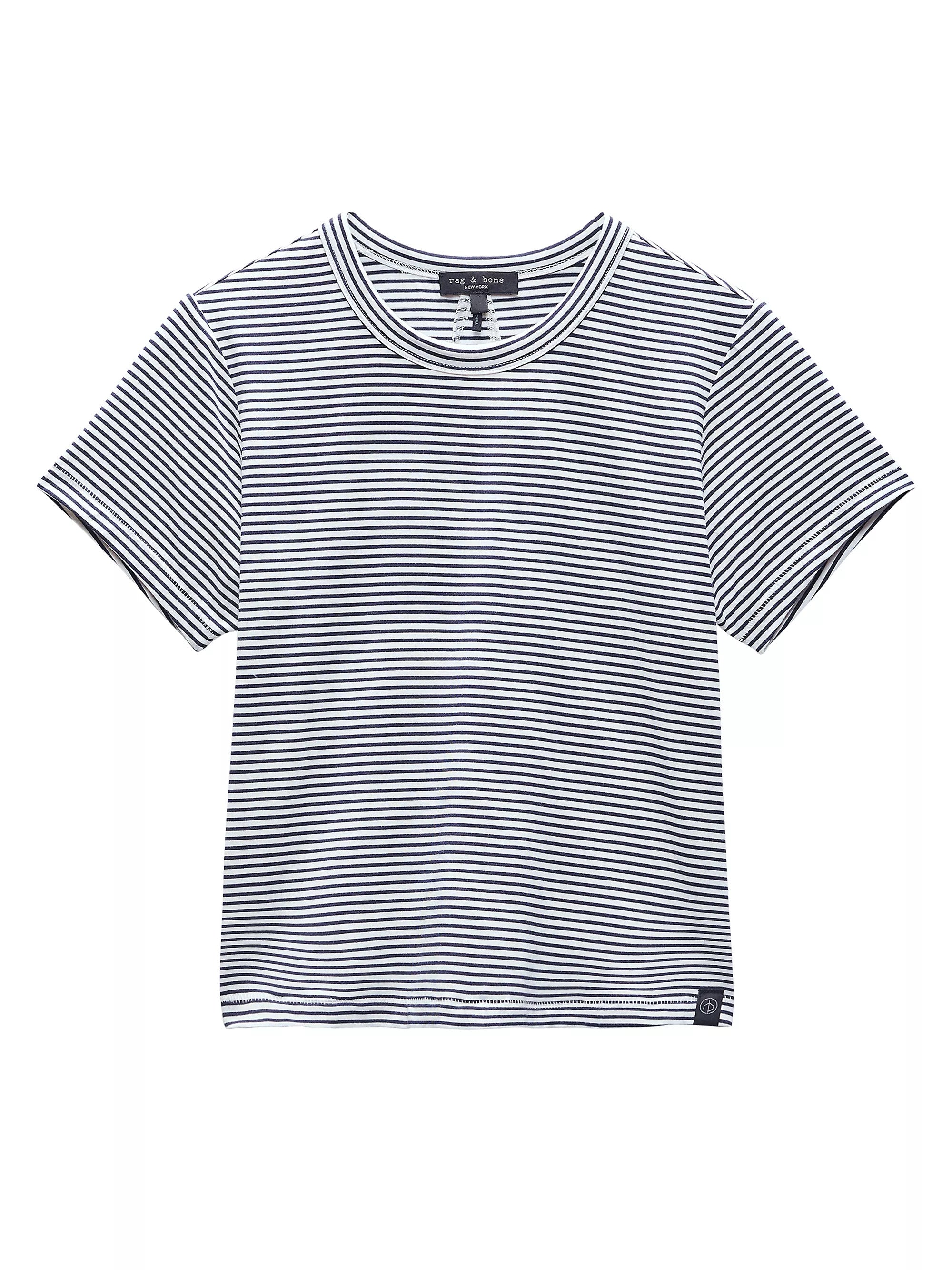 Rag & Bone Women's Luca Striped Baby Tee T-Shirt, Black/White L Black White