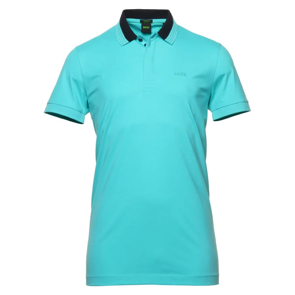 Hugo Boss Men's Paddy 1 Polo Shirt with 3D Collar, Turquoise Turquoise