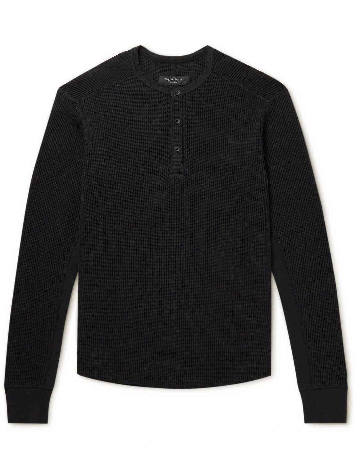 Rag & Bone Men's Lightweight Waffle Henley, Black XXL Black