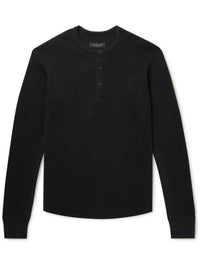 Rag & Bone Men's Lightweight Waffle Henley, Black XXL Black