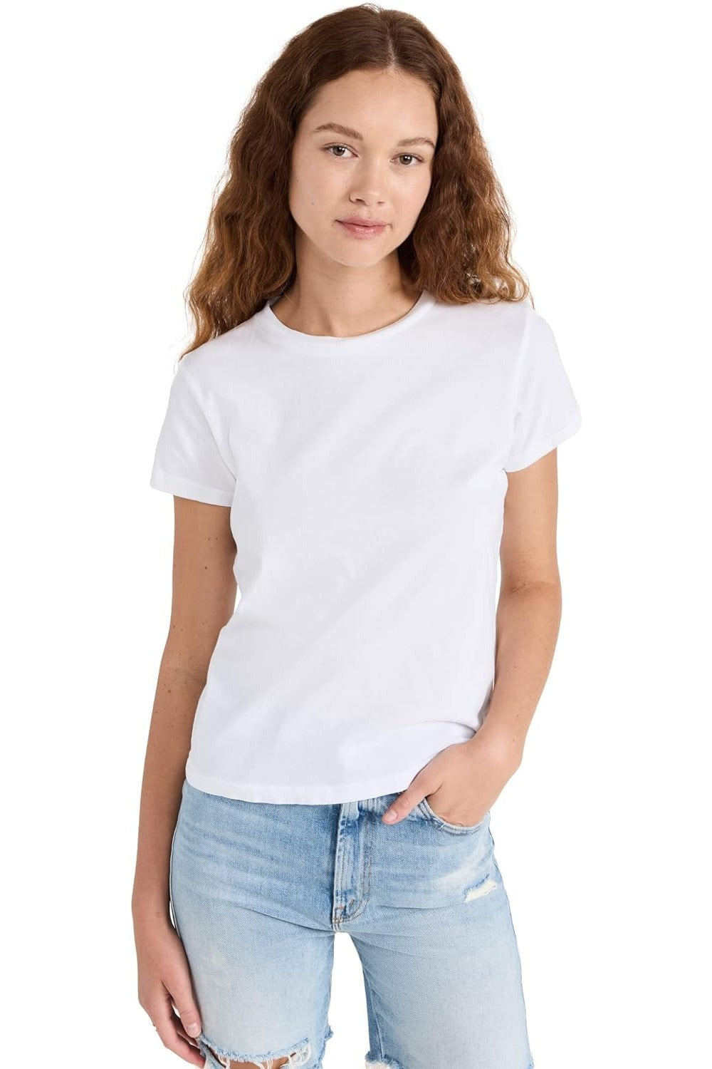 MOTHER Women's The Lil Goodie Goodie Tee, Bright White XS Bright White