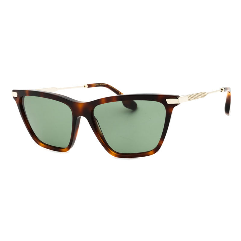 Victoria Beckham Sunglasses Cat Eye Full Rim, Havana/Gold Frame and Green Lens VB663S215