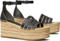 Tory Burch Women's 80mm INES Cage Wedge Platform Espadrilles, Perfect Black 9.5 Perfect Black