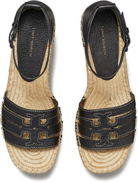 Tory Burch Women's 80mm INES Cage Wedge Platform Espadrilles, Perfect Black