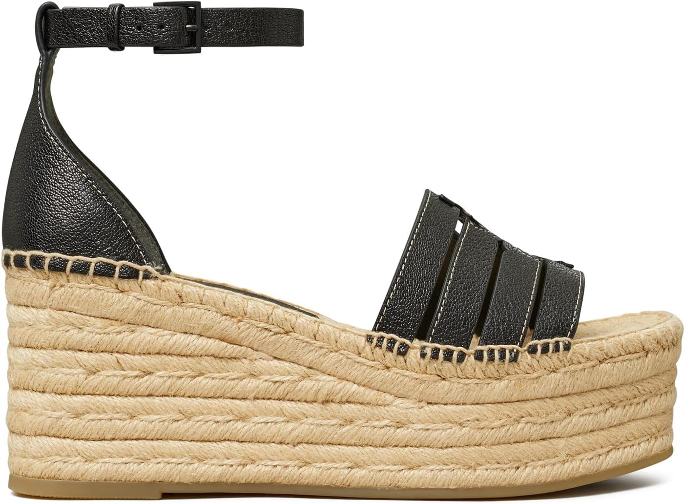 Tory Burch Women's 80mm INES Cage Wedge Platform Espadrilles, Perfect Black