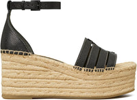 Tory Burch Women's 80mm INES Cage Wedge Platform Espadrilles, Perfect Black