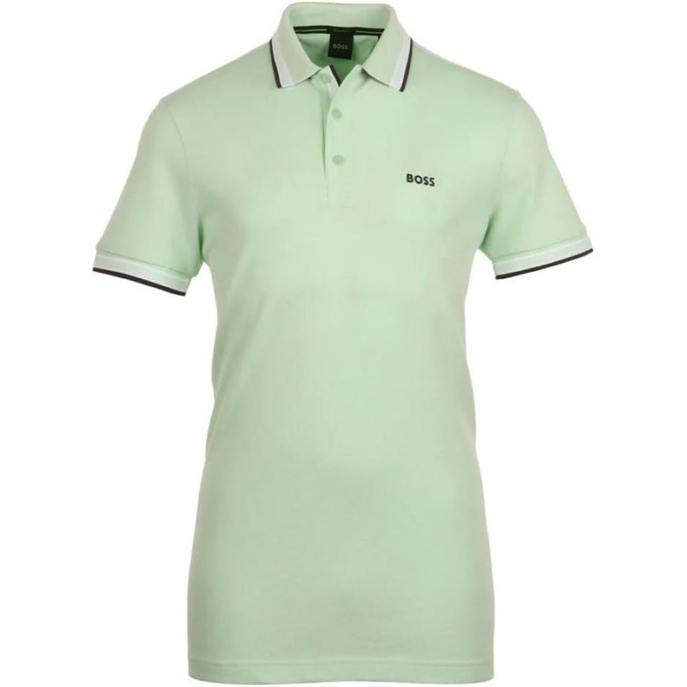 Hugo Boss Men's Paddy Short Sleeve Contrast Color Polo Shirt, Pastel Green Pastel Green