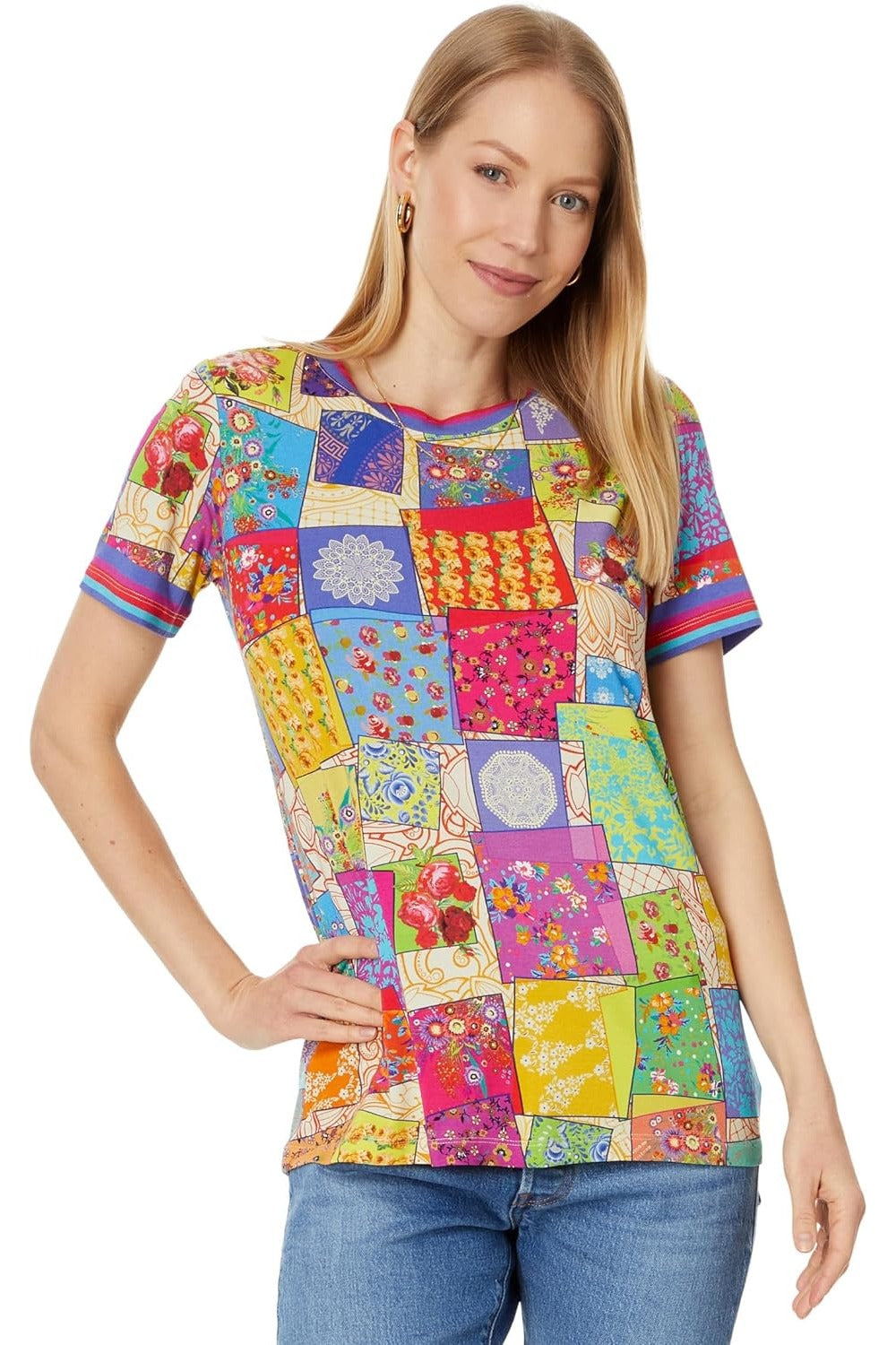 Johnny Was Women's The Janie Favorite Tee Short Sleeve Crew Neck Multicolor Multicolor