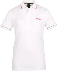 Hugo Boss Men's Paul Pro Performance Stretch Poly Short Sleeve Polo Shirt, White White