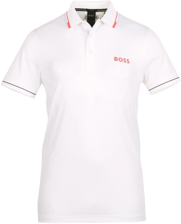 Hugo Boss Men's Paul Pro Performance Stretch Poly Short Sleeve Polo Shirt, White White