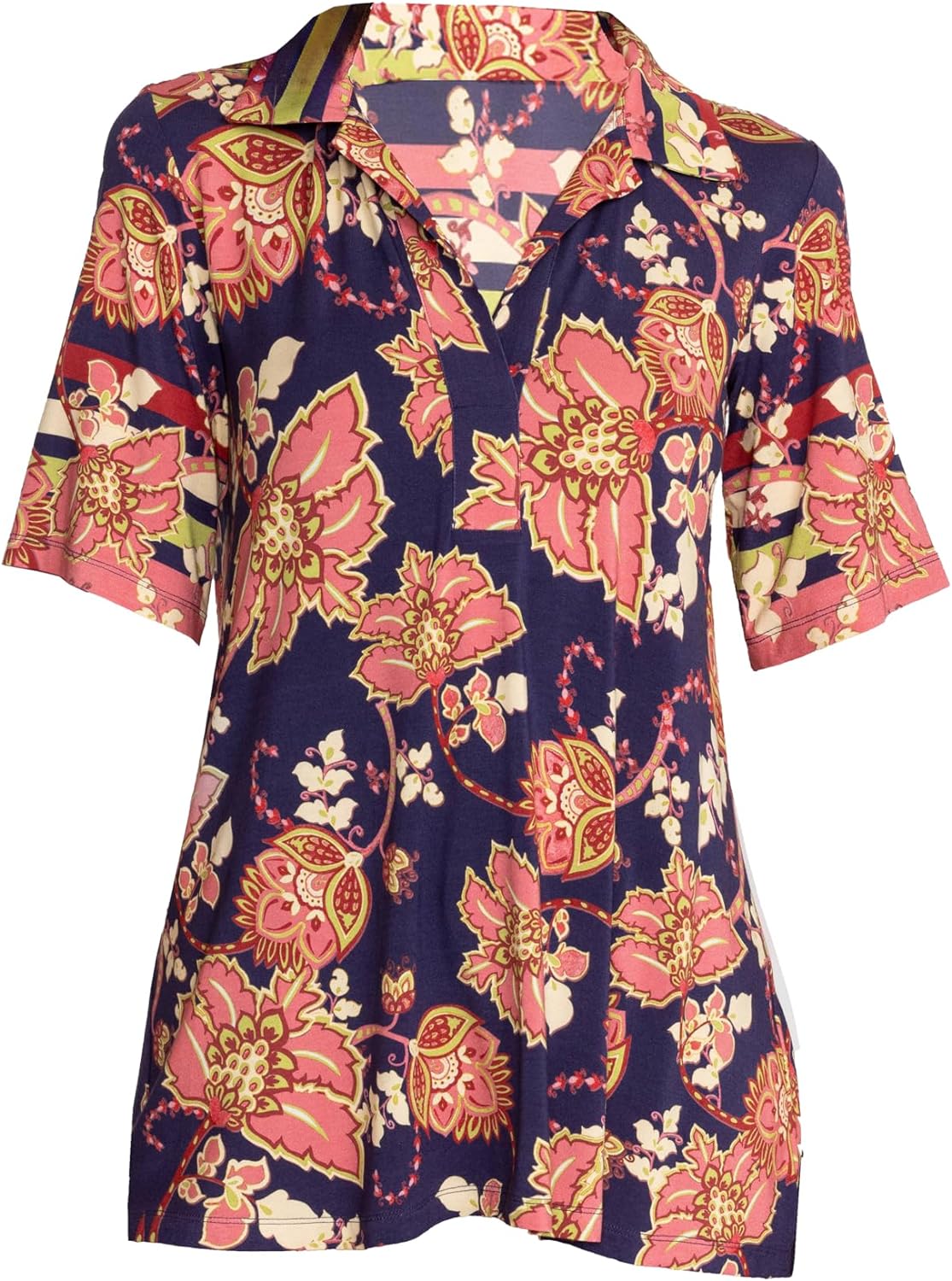 Johnny Was Women Montreux Polo Swing Tunic Short Sleeves Multicolor Multicolor
