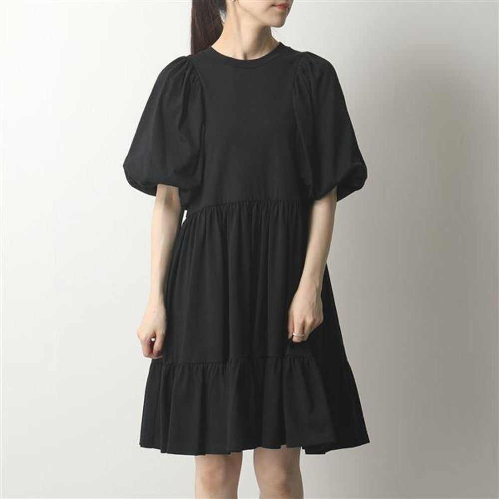 MSGM Women's Black Tiered Cotton Knit Dress Size