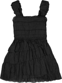 Sea Ny Cole Smocked Ramie Sleeveless Tiered Dress, Black Black