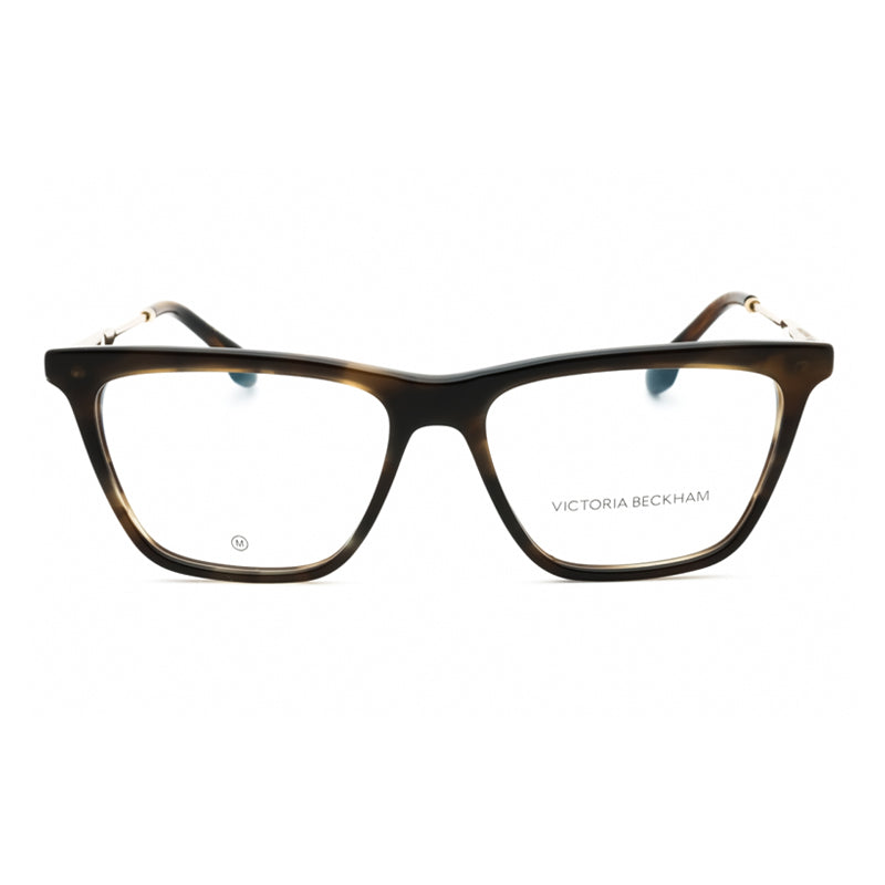 Victoria Beckham Victoria Beckham Eyeglasses Rectangle Full Rim, Striped Khaki Havana Frame and Clear Demo Lenses Lens VB2663321