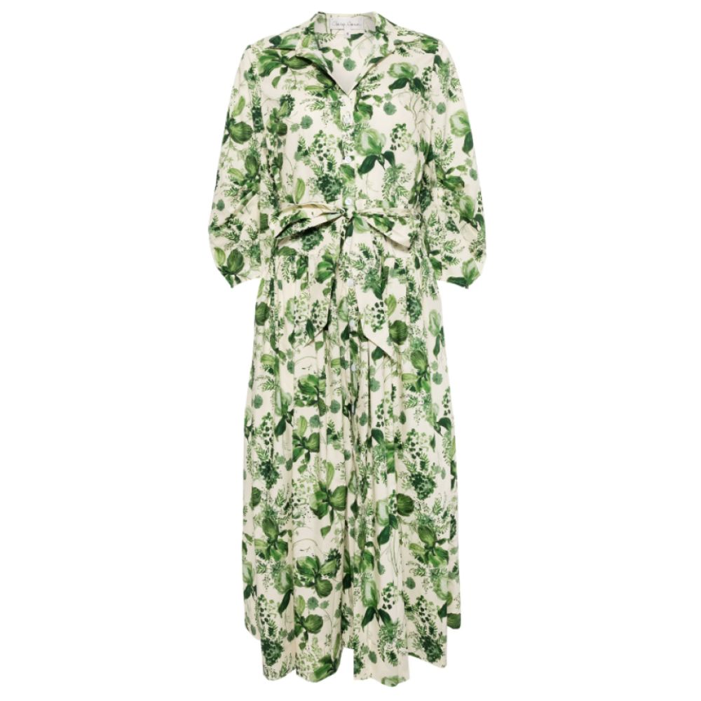 Cara Cara Women's Raya Midi Dress, Olive Hanging Orchids