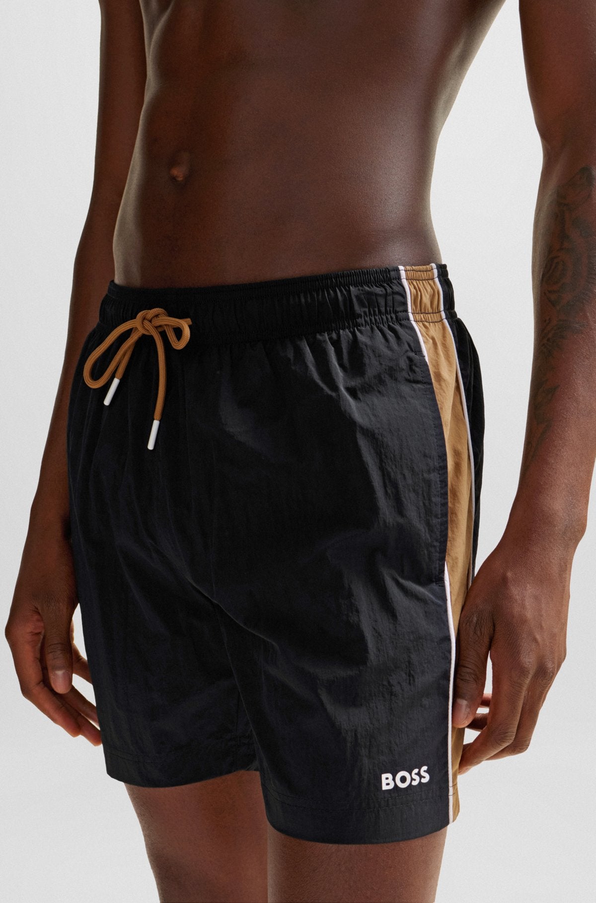 Hugo Boss Men's Tune Black Logo Swim Shorts Trunks Black