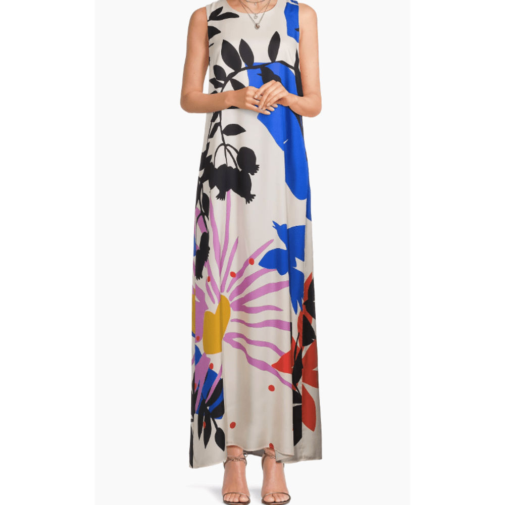 Johnny Was Women's Tatianna Maxi Dress in Endless Sunshine white, Size Small, Silk/Leather, Floral Johnny Was Women's Tatianna Maxi Dress in Endless Sunshine white, Size Small, Silk/Leather, Floral