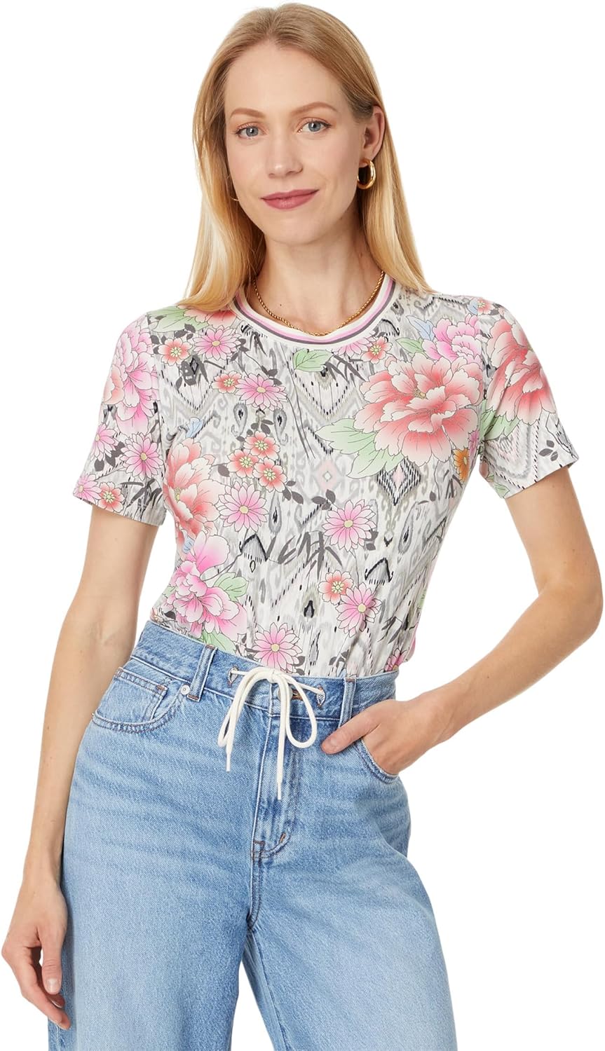 Johnny Was Women's The Janie Favorite Swing Tee, Azzie Flower Neo Azzie Flower Neo