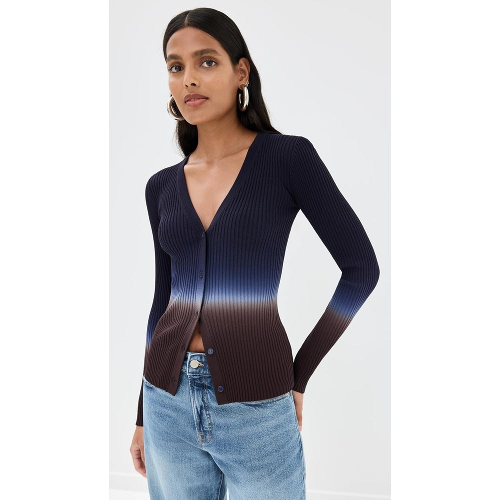 Staud Women's Ribbed Cargo Sweater, Twilight Dip Dye XL Twilight Dip Dye