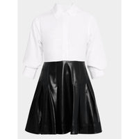 Simkhai Women's Padma Poplin Combo Mini Dress, Black Multi Black