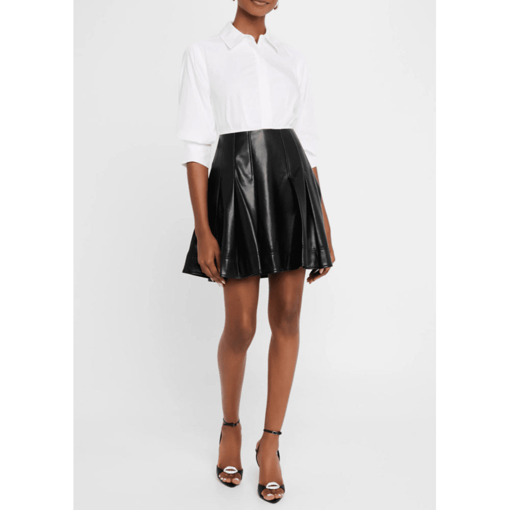 Simkhai Women's Padma Poplin Combo Mini Dress, Black Multi
