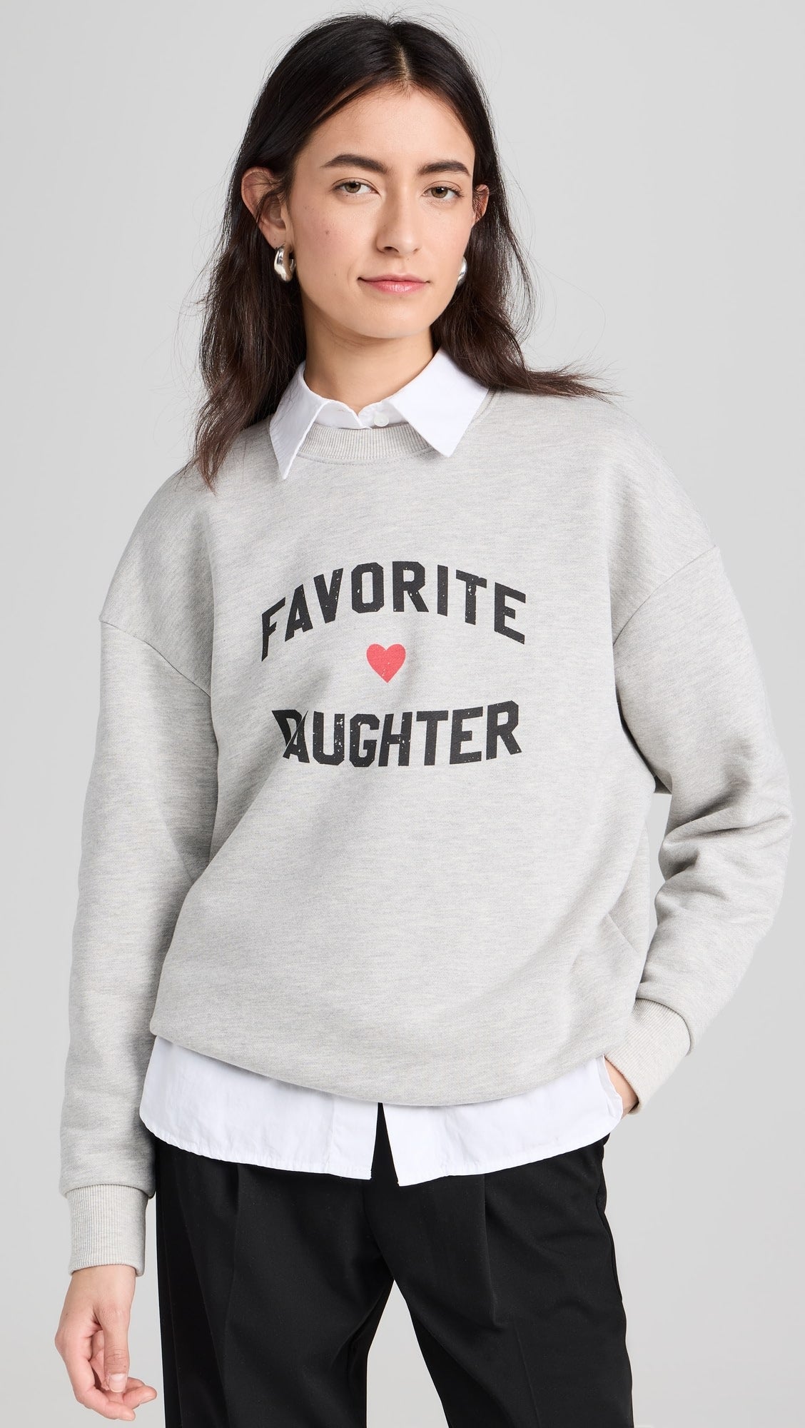 Favorite Daughter Favorite Daughter Heart Logo Sweatshirt, Heather Grey S Heather Grey