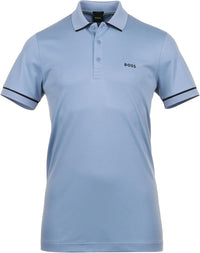 Hugo Boss Men's Paule Slim Fit Polo w/ Black Trims, Light Blue Light Blue
