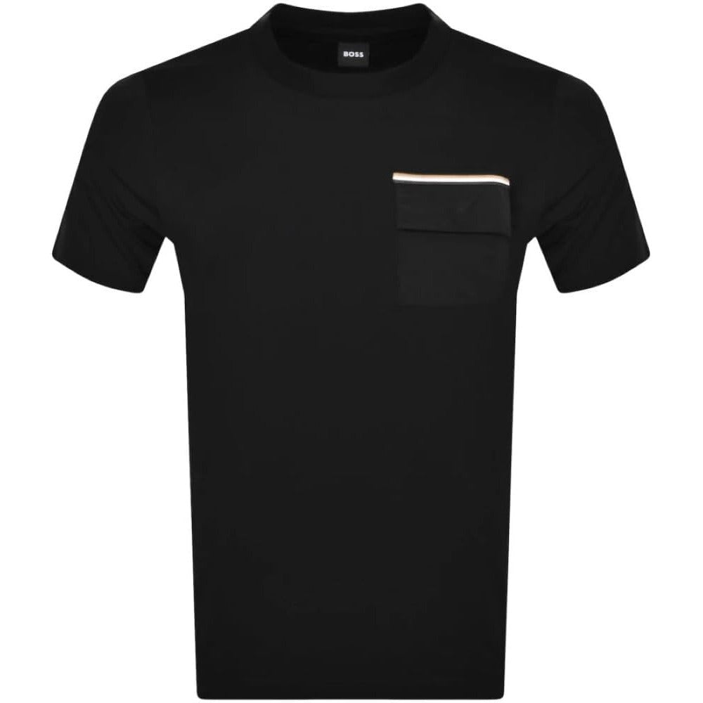 Hugo Boss Men's Cessin 25 Short Sleeve Tee w/ Front Pocket, Black Black