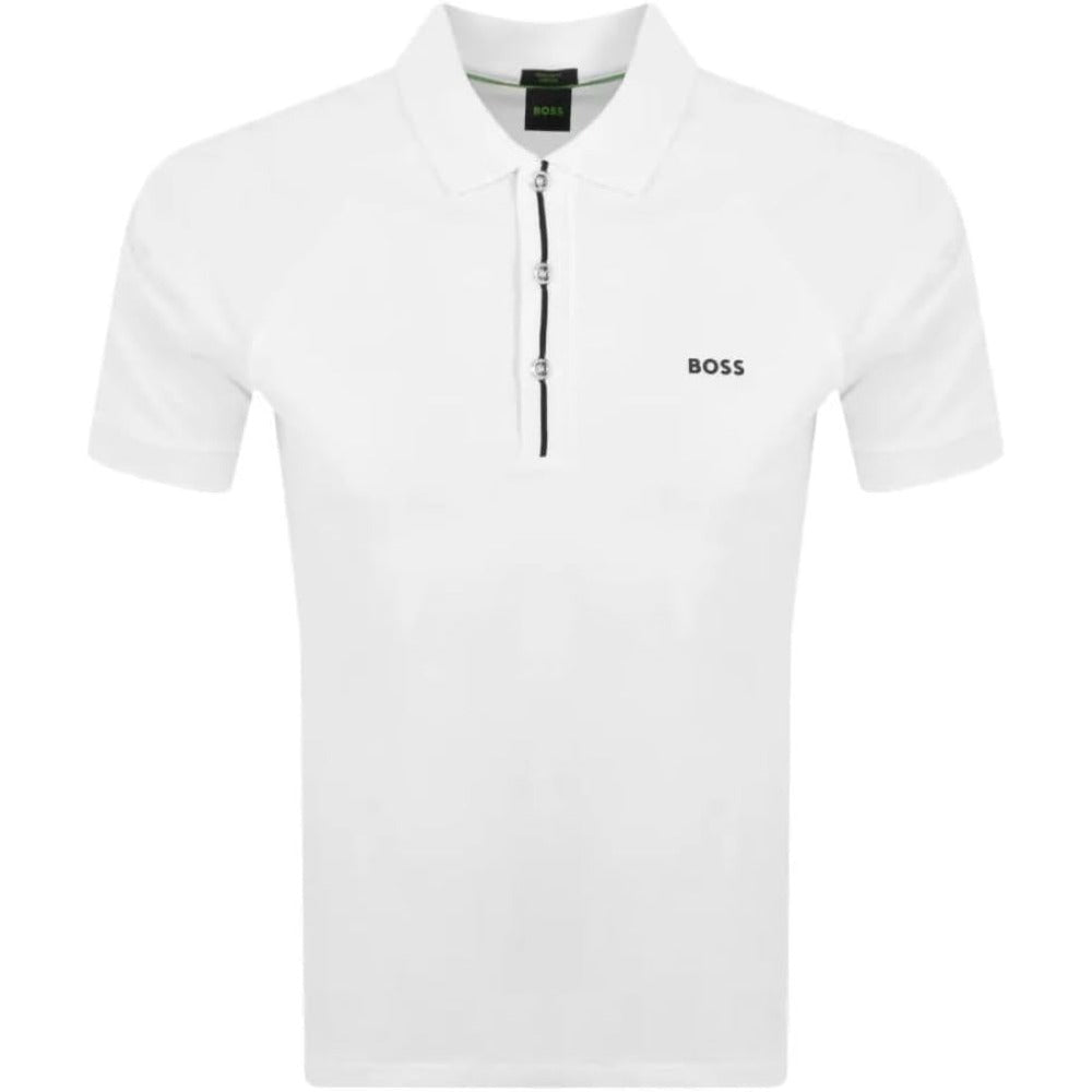 Hugo Boss Men's Paddy 2 Short Sleeve Stripe Placket Polo, White XXL White