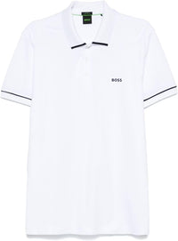 Hugo Boss Men's Paule Slim Fit Polo w/ Black Trims, White White