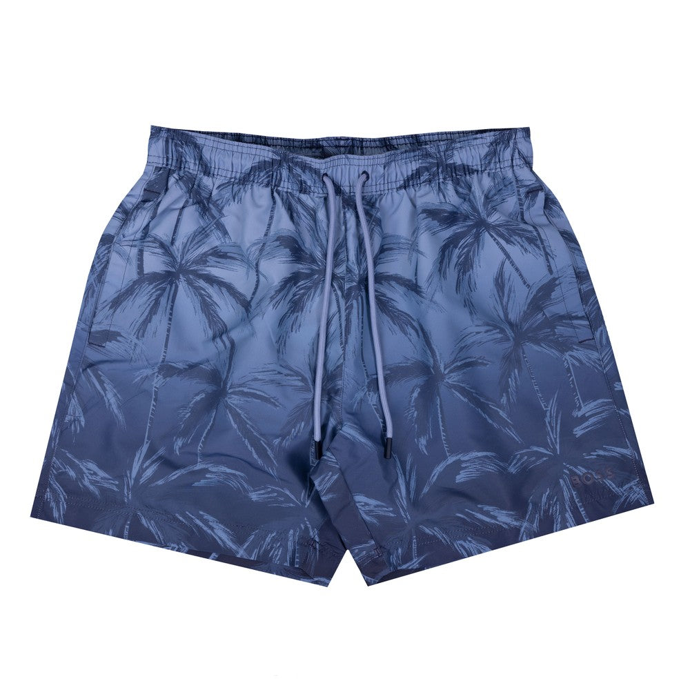 Hugo Boss Men's Zen Ombre Palm Tree Print Swim Shorts, Blue Blue