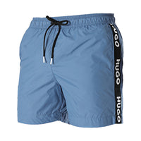 Hugo Men's Fab Logo Taping Swim Trunks, Acai Blue Acai Blue