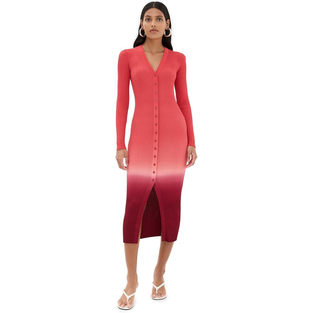 staud sweater dress STAUD Shoko Ombré Rib-knit Midi-dress