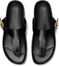 Tory Burch Women's Mellow Leather Thong Sandals, Perfect Black, 10 Perfect Black