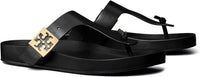 Tory Burch Women's Mellow Leather Thong Sandals, Perfect Black, 10