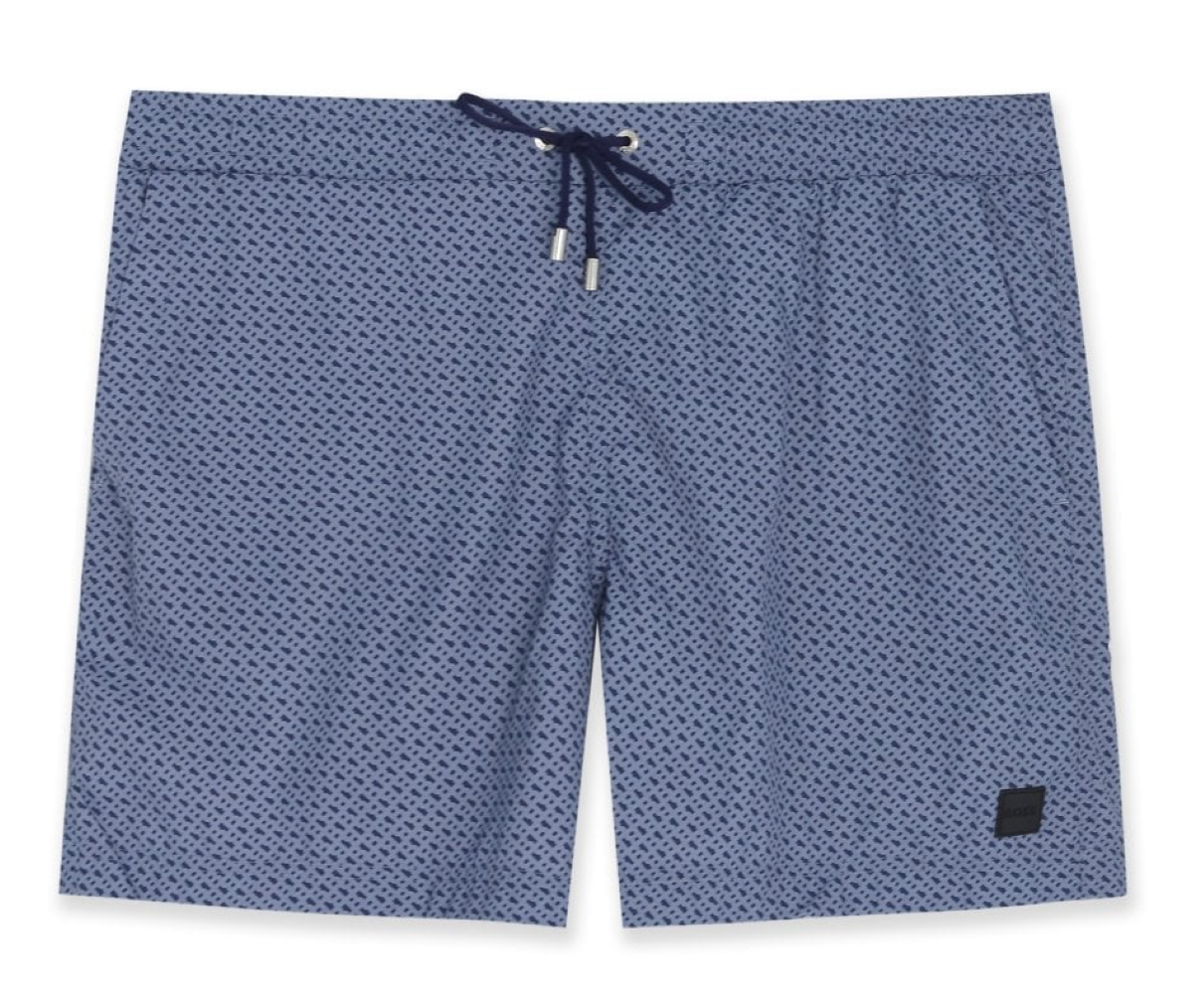 Hugo Boss Men's Ciro All-Over Logo Swim Trunks, Navy Navy