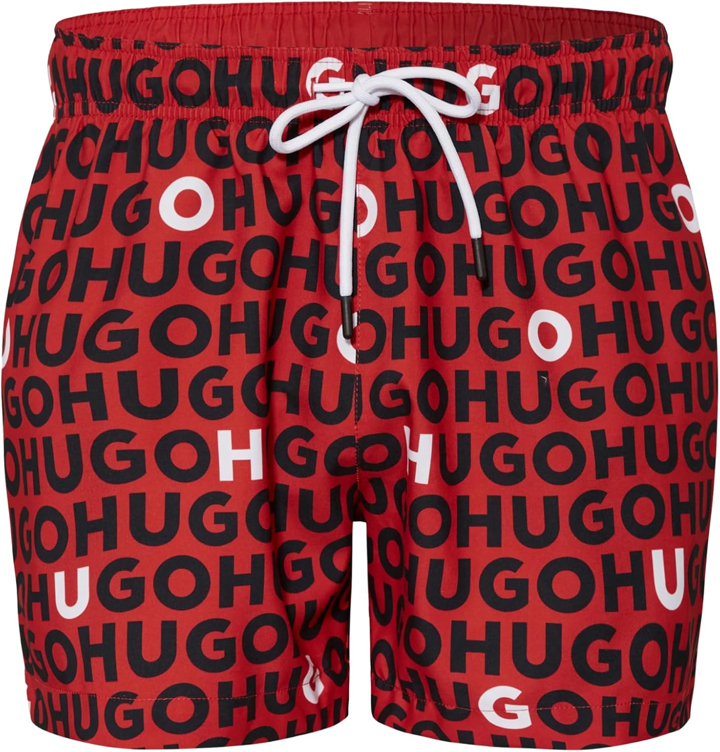 Hugo Men's Tortuga Swim Trunks, Black/Red/White Black Red White
