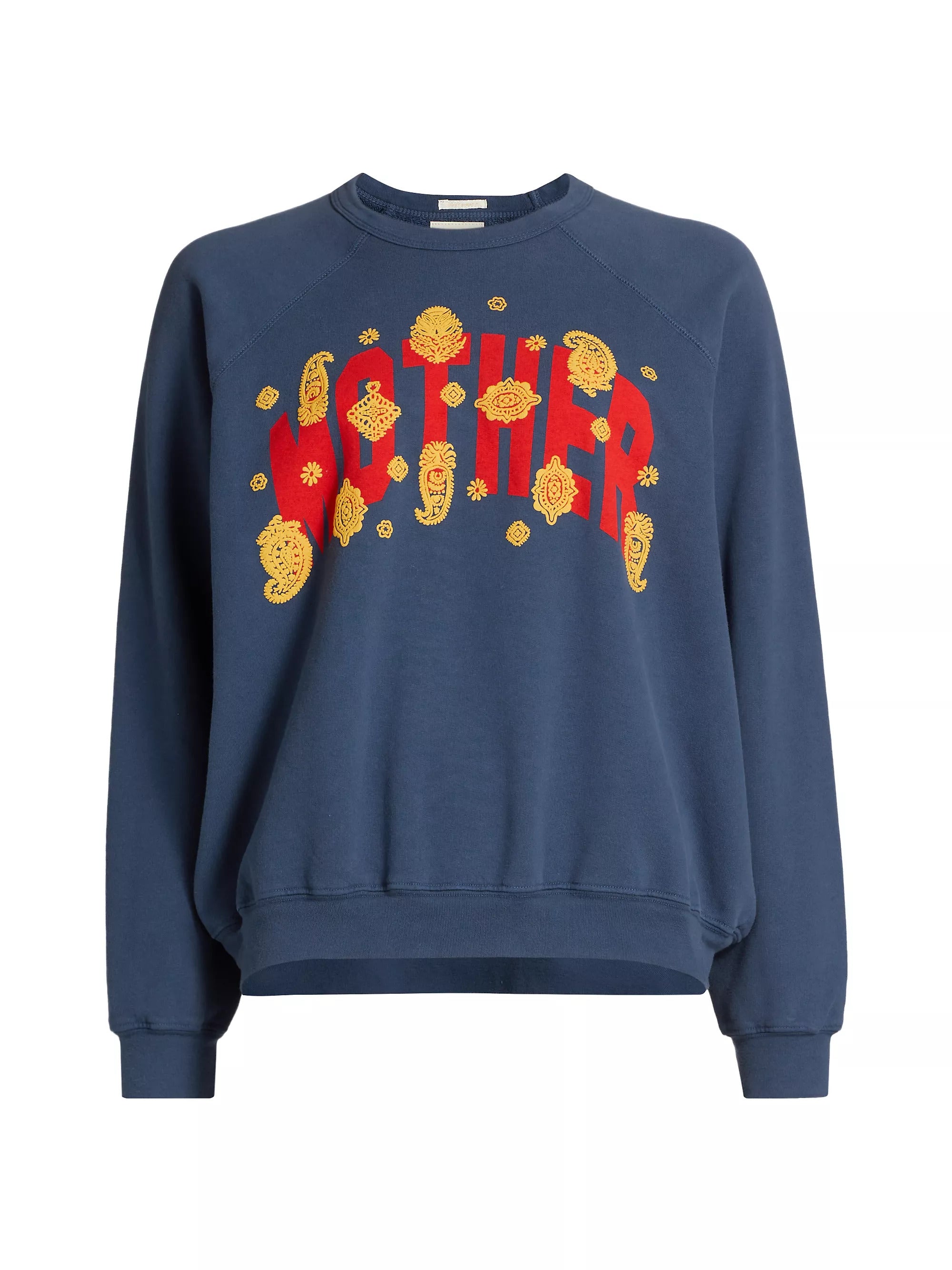 Mother Denim Women's The Biggie Concert Sweatshirt, Ply Blue Paisley S Ply Blue Paisley