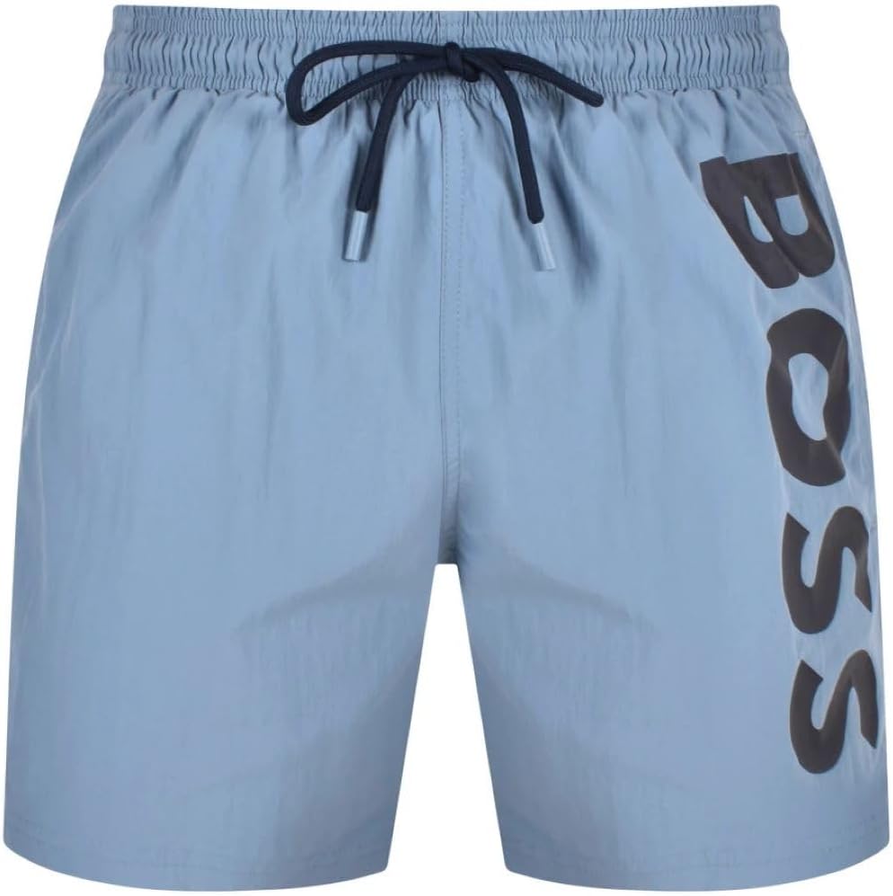 Hugo Boss Men's Octopus Swim Trunks, Light Blue Berry, Large Light Blue Berry