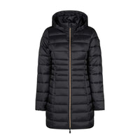 Save the Duck Women's Reese 3/4 Hooded Puffer Coat, Black, 1 Black
