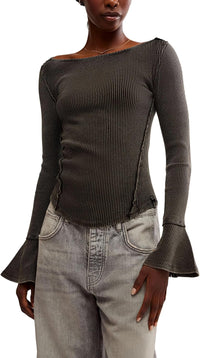 Free People Women's Soul Sister Layering Top, Black, L1