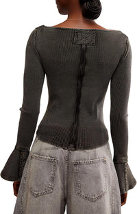 Free People Women's Soul Sister Layering Top, Black, L2