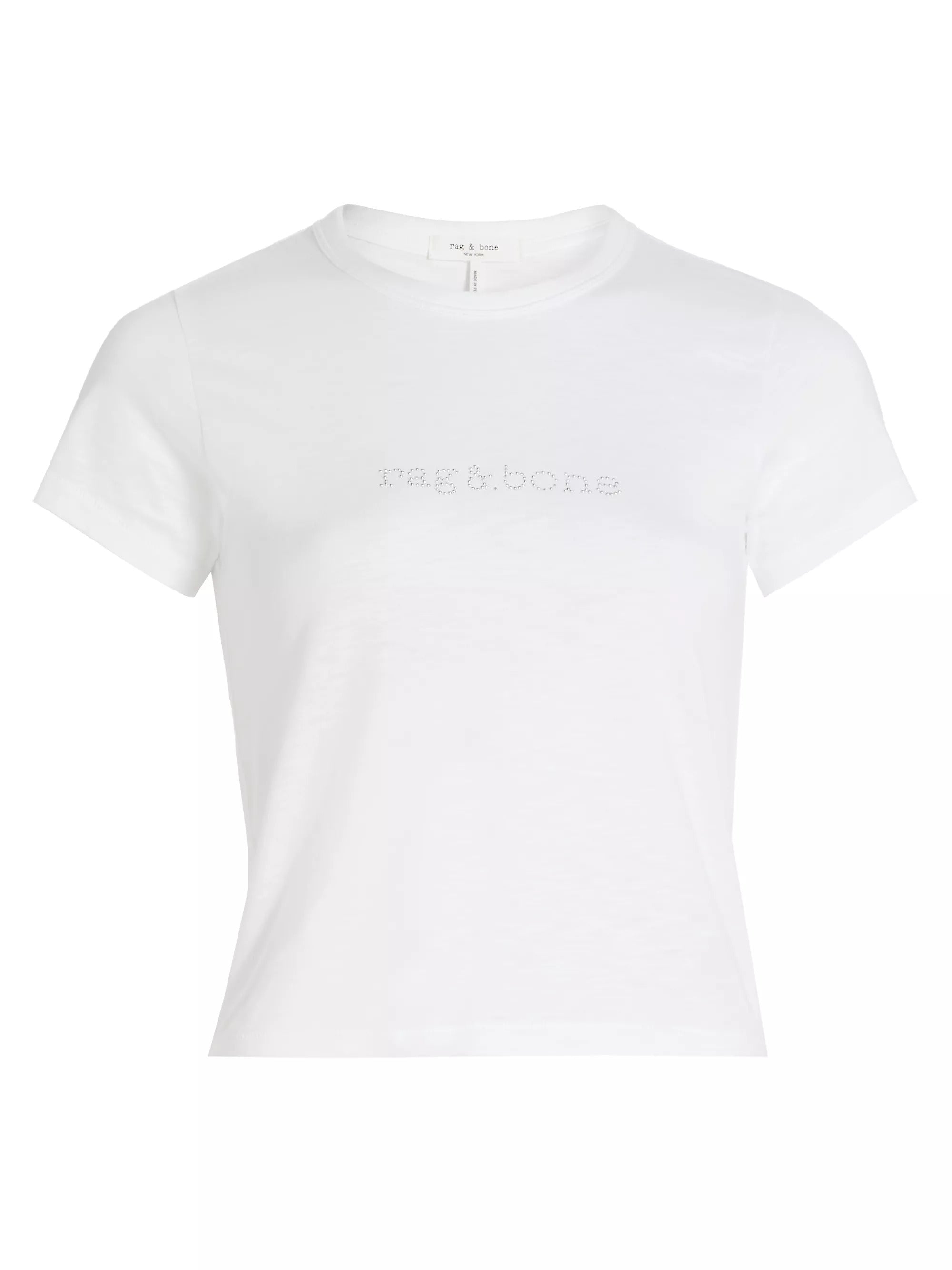 rag & bone Women's RB Logo Stud Tee, White, L1