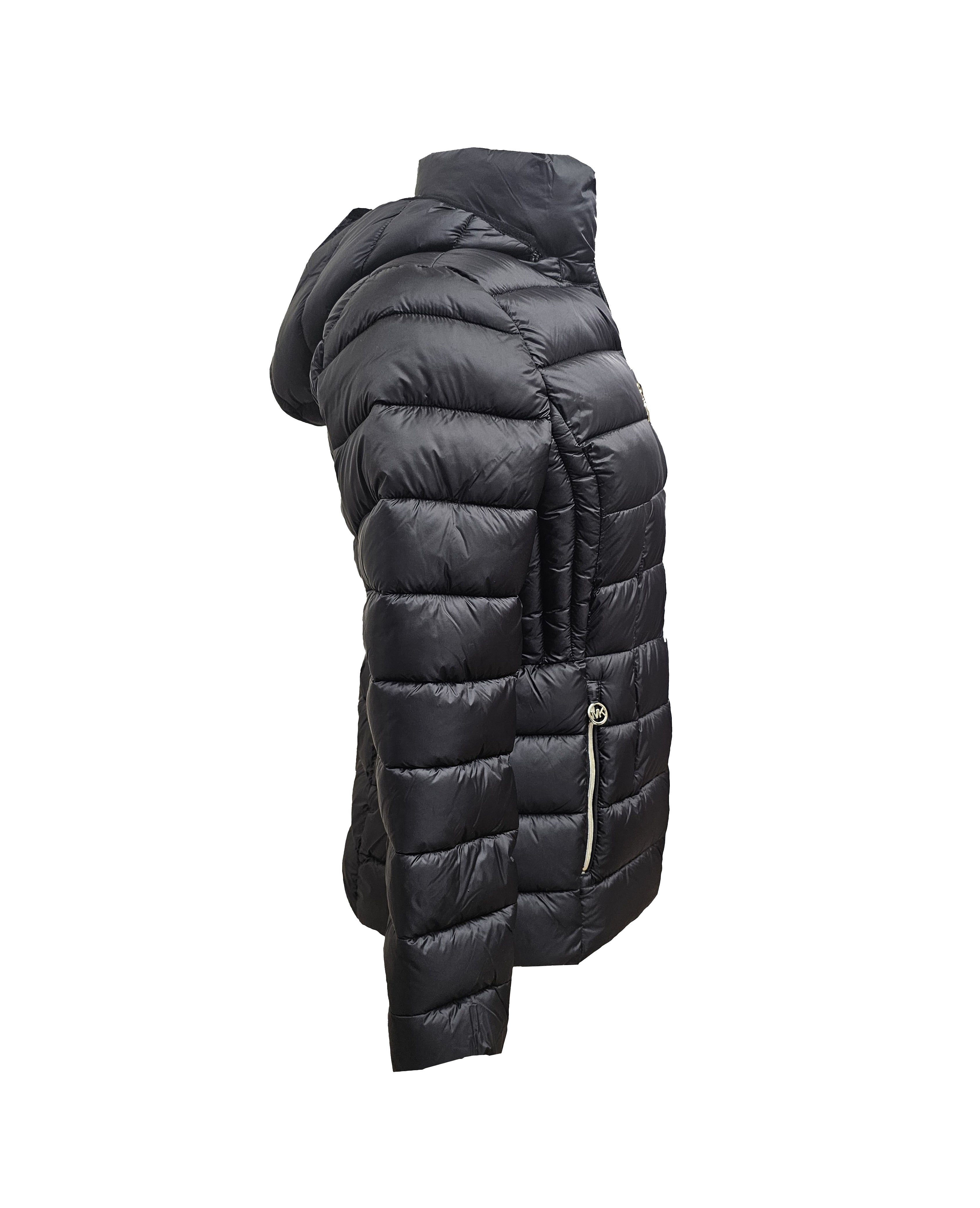 Michael Michael Kors Women's Hooded Packable Jacket, Black, L