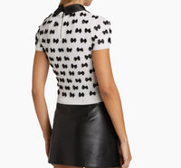 alice + olivia Ciara Short Sleeve Pullover, Soft White/Black, L3