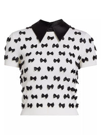 alice + olivia Ciara Short Sleeve Pullover, Soft White/Black, L1