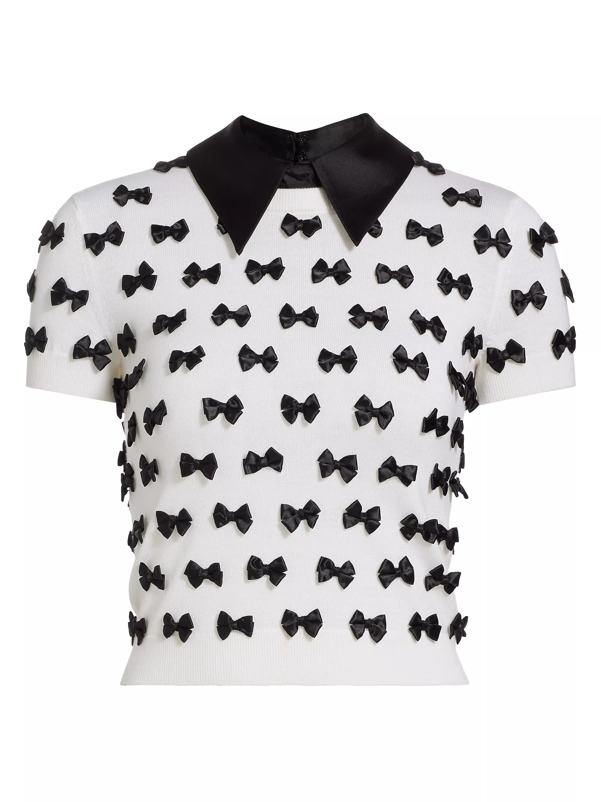 alice + olivia Ciara Short Sleeve Pullover, Soft White/Black, L1