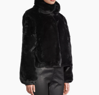 Save the Duck Women's Jeon Faux Fur Jacket, Black, 1