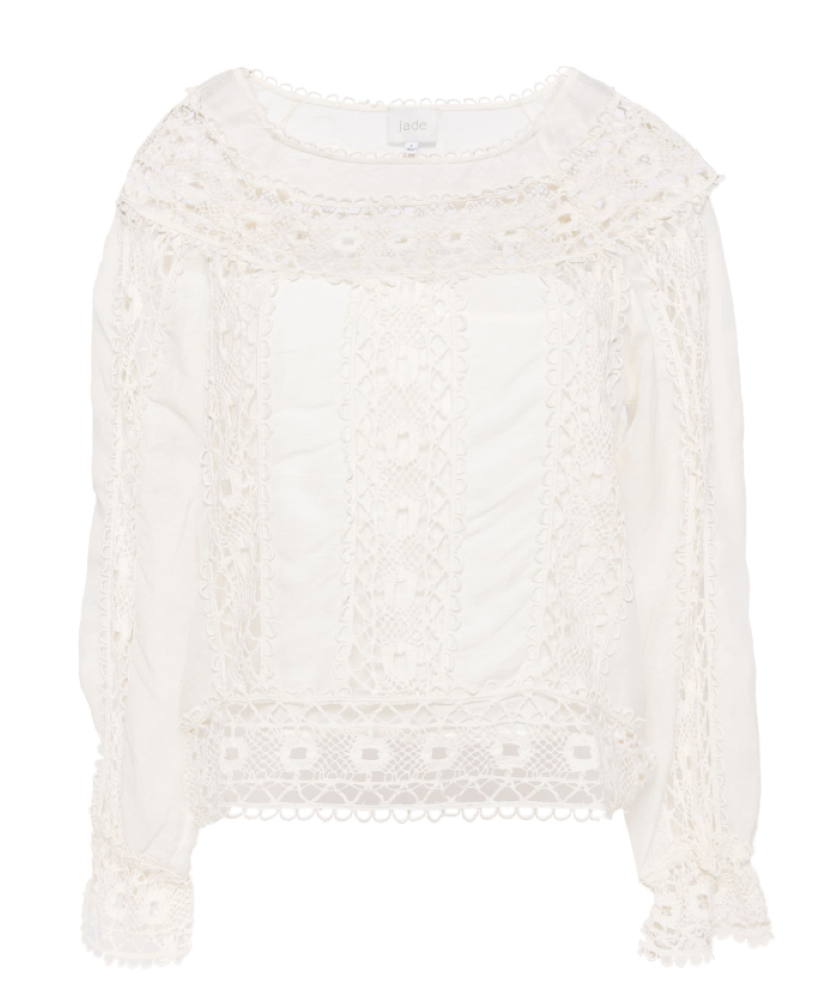 Johnny Was Women's Danila Lace Blouse, Ecru, L Ecru