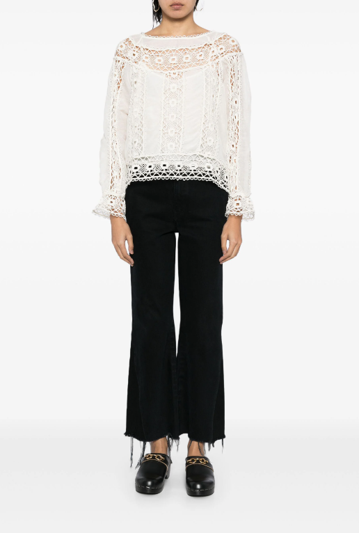 Johnny Was Women's Danila Lace Blouse, Ecru, L